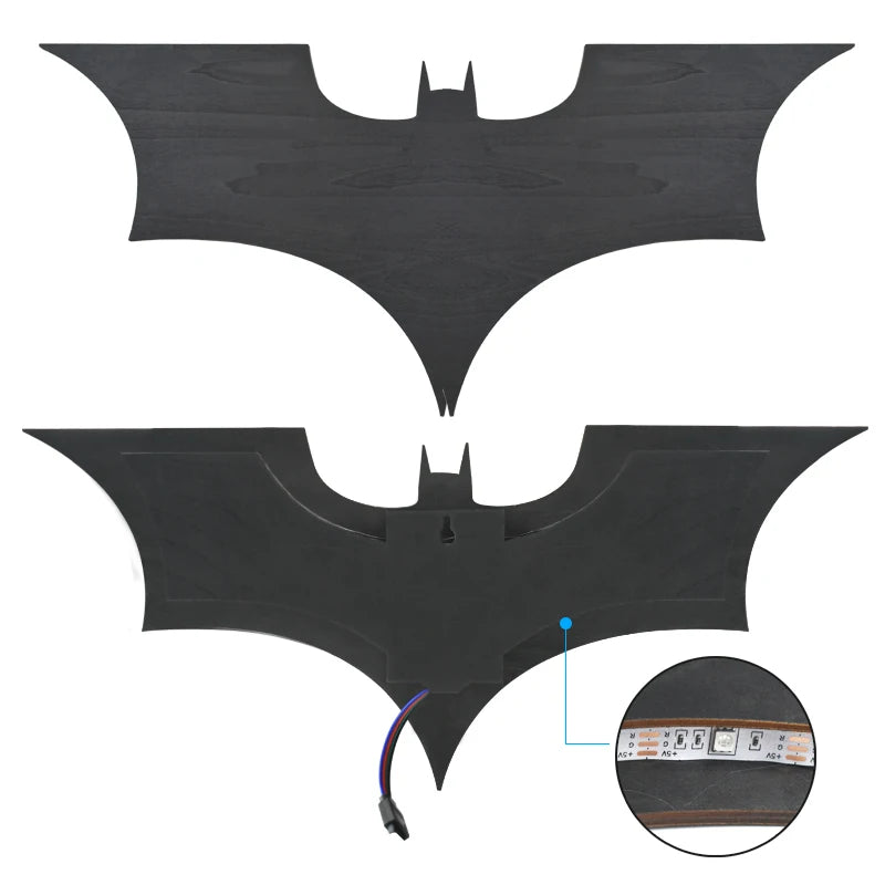 Creative 3D Bat Wall Lamp RGB Bedside Decorative LED Mirror Light with Remote Control for Bedroom Living Room Porch Passage