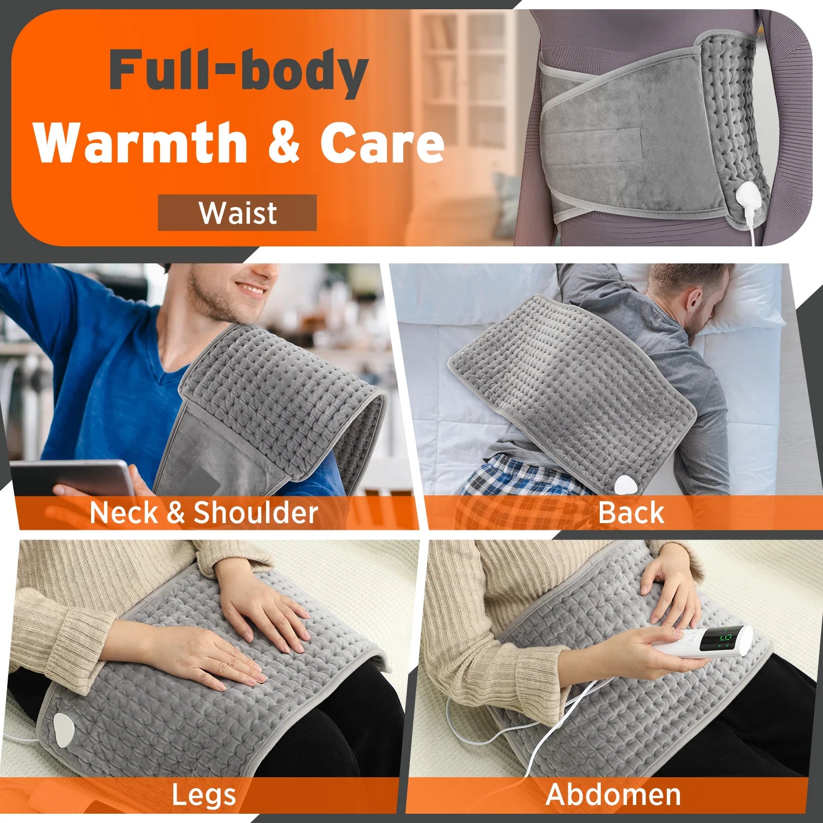Electric Heating Waist Belt Portable Thermal Pad Office Home Adjustable Temperature Lumbar Belt Warming Abdomen Back Hand Warmer