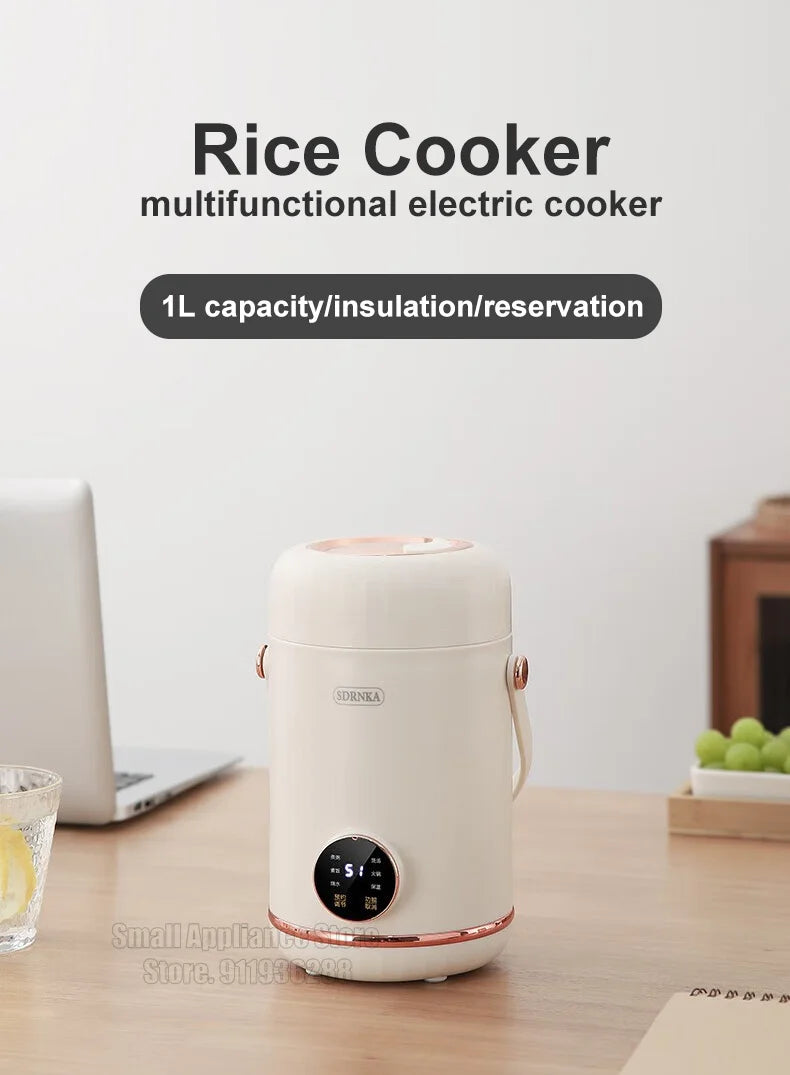 1L Rice Cooker Mini Portable Electric Cooker Ceramic Glazed Liner Multifunctional Electric Hot Pot 220V Home Kitchen Appliances