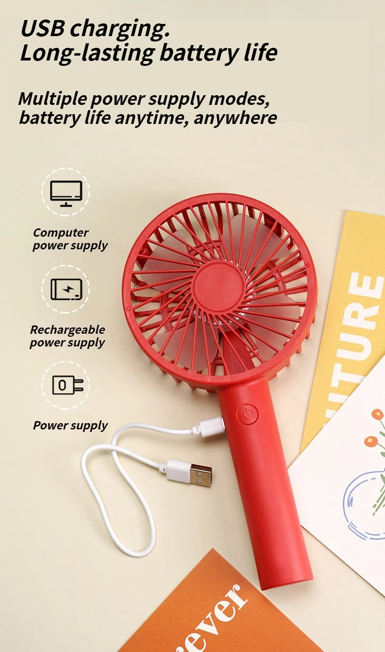 Multi-Purpose USB Desk Fan - 3-in-1 Portable Rechargeable Handheld Fan for Office, Home, Dorm Rooms & Outdoor Activities