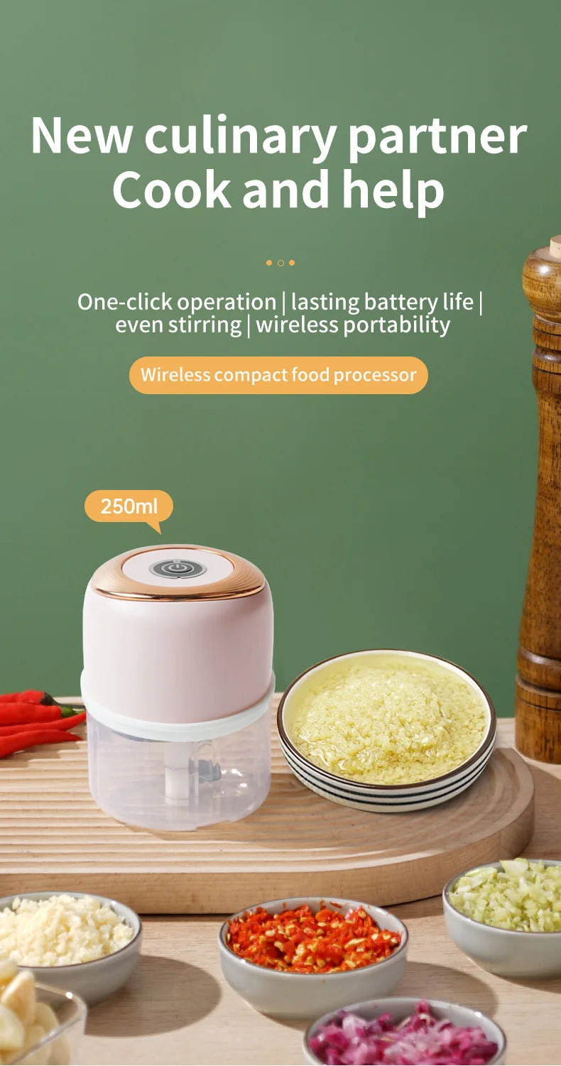 Mini Electric Garlic Chopper & Meat Grinder | USB Rechargeable, Sturdy, Durable Vegetable Crusher | Kitchen Food Processor