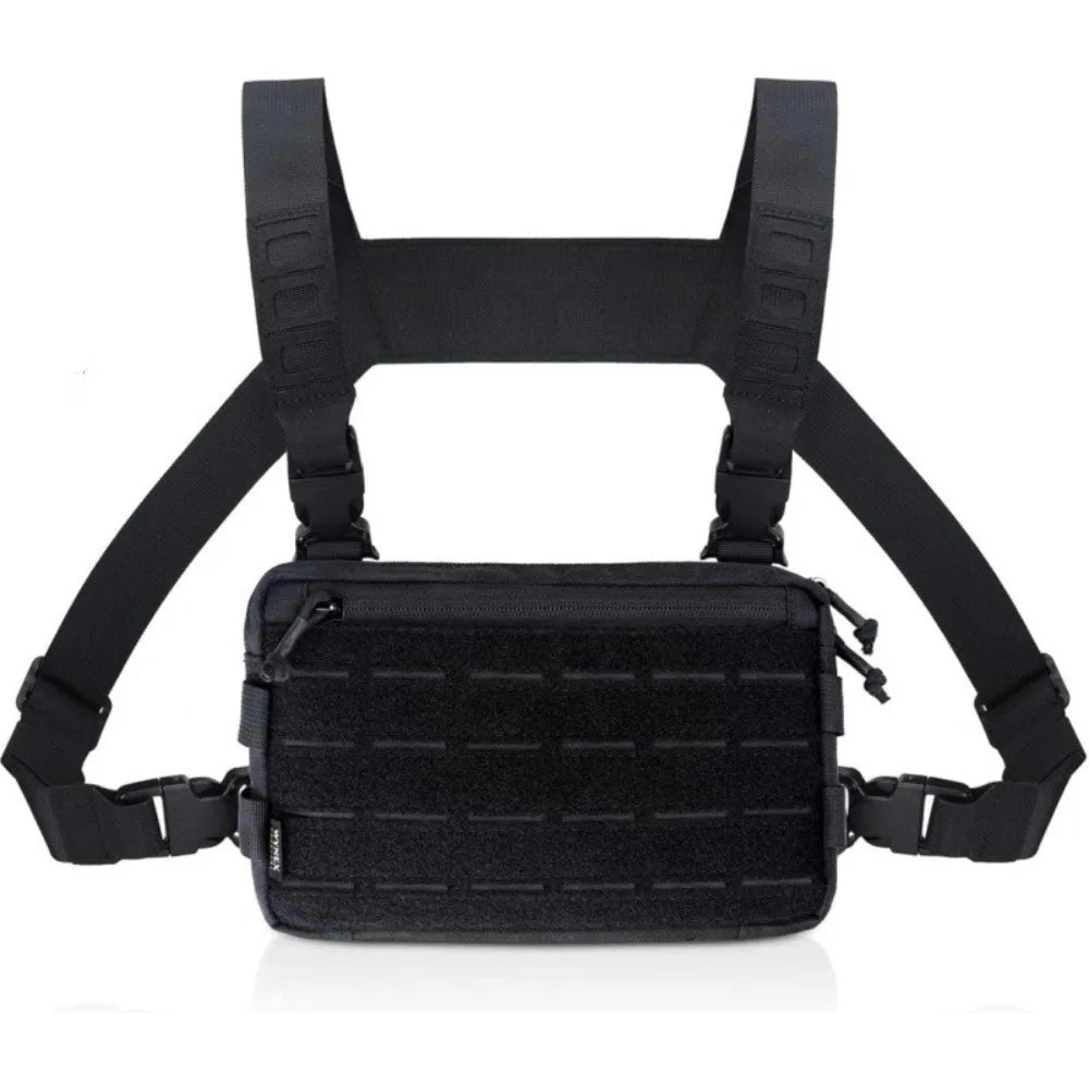 New 1000D Nylon Men Chest Bag Reflective Strips EDC Hip-hop Streetwear Backpack Multiple Pockets Nylon Chest Rig Bag Hiking