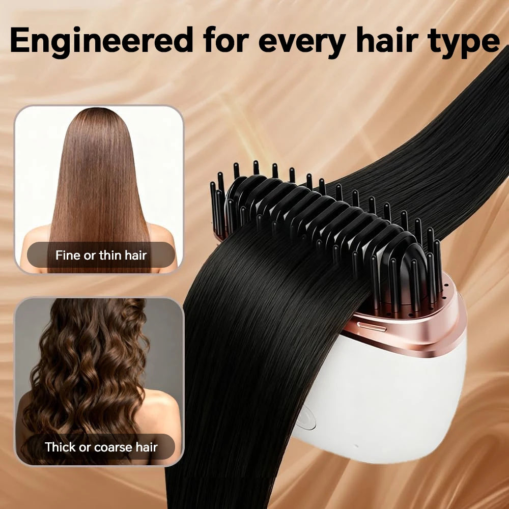 Mini Straightener USB Rechargeable Hair Straightener Brush - Anti-Scald Shell, Cordless Straightening Comb for Smooth Hairstyle