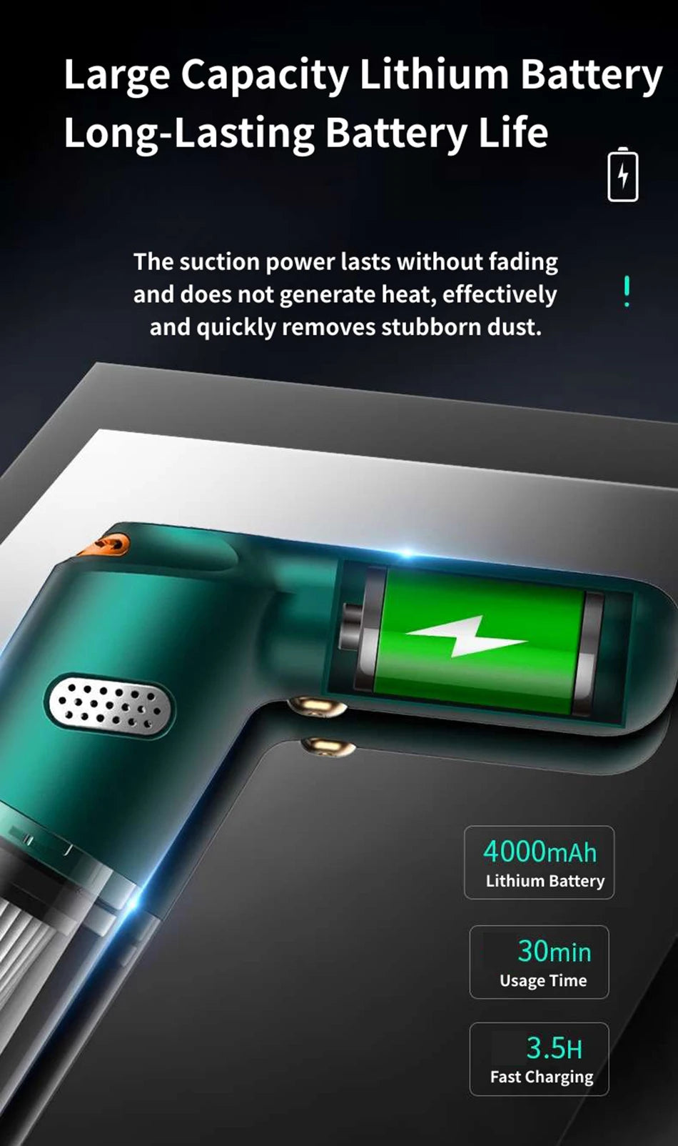 Wireless Mini Vacuum Cleaner 15000PA High Power 120W Cordless Handheld Robot Dust Blower for Car Home Pet Hair
