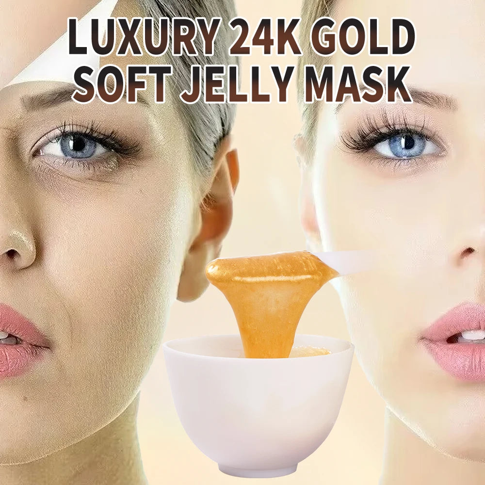 Jelly Mask Powder 24K Gold Anti Aging Jelly Face Mask, Peel Off Hydro Face Mask Powder for Fight Fine Lines, Dullness