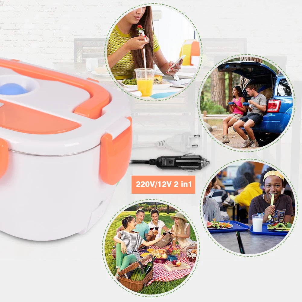3-in-1 Electric Lunch Box Warmer - Fast Heating 12V/24V/110V Portable Food Container for Adults, Truck Drivers &Office Workers