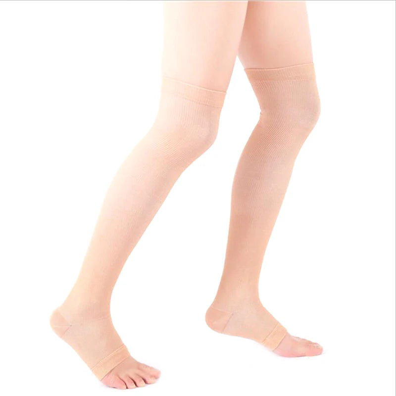 1 Pair Open Toe Knee-High Medical Compression Stockings Varicose Veins Stocking Unisex Compression Brace Wrap Shaping