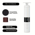 Electric 2-in-1 foot grinder and nail grinder - USB foot repair equipment with 3-speed adjustment and 16 interchangeable heads