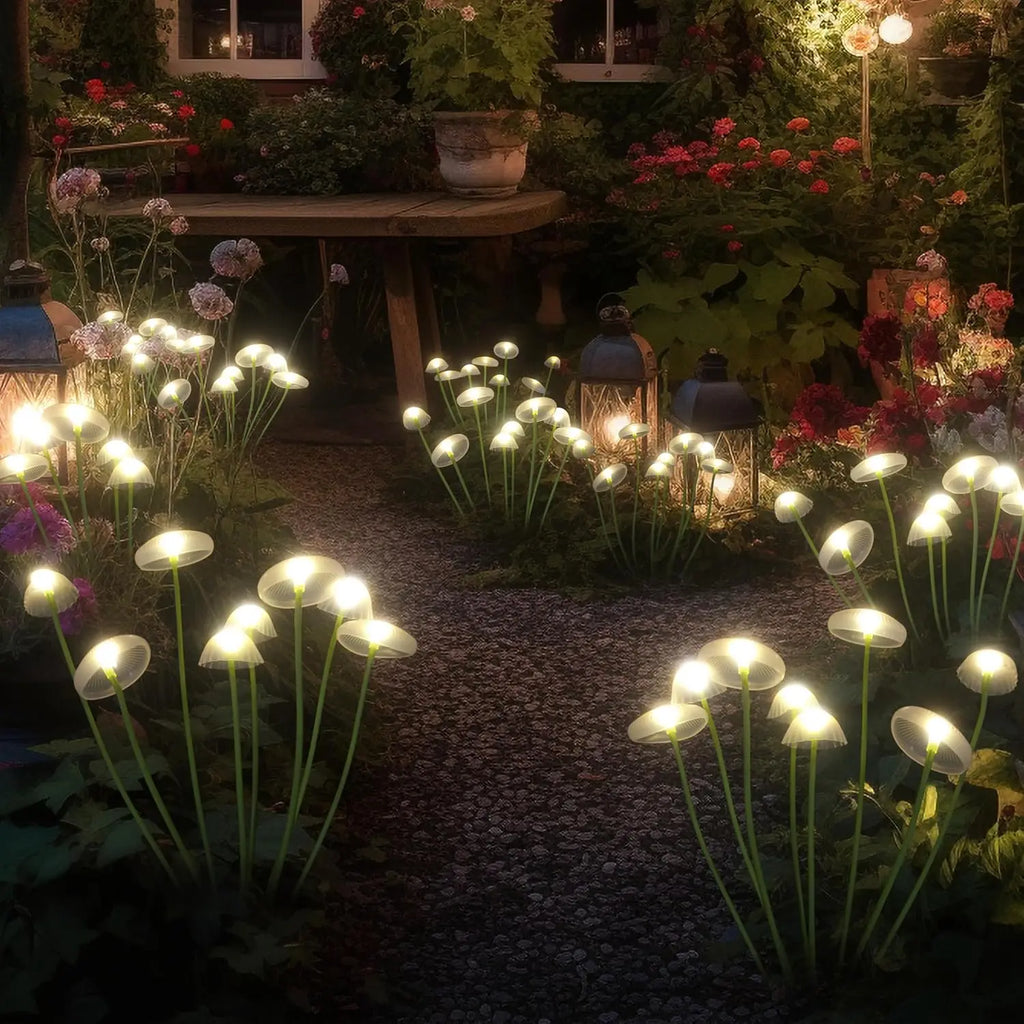 LED solar jellyfish mushroom lamp, used for outdoor courtyard landscape decoration lighting, suitable for lawns, garden terraces