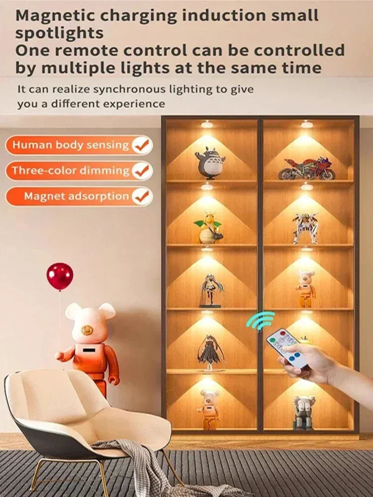 LED Motion Sensor Night Light Wireless Under Cabint Lights Dimmable USB Rechargeable Lighting Kitchen Aisle Closet Home Decor