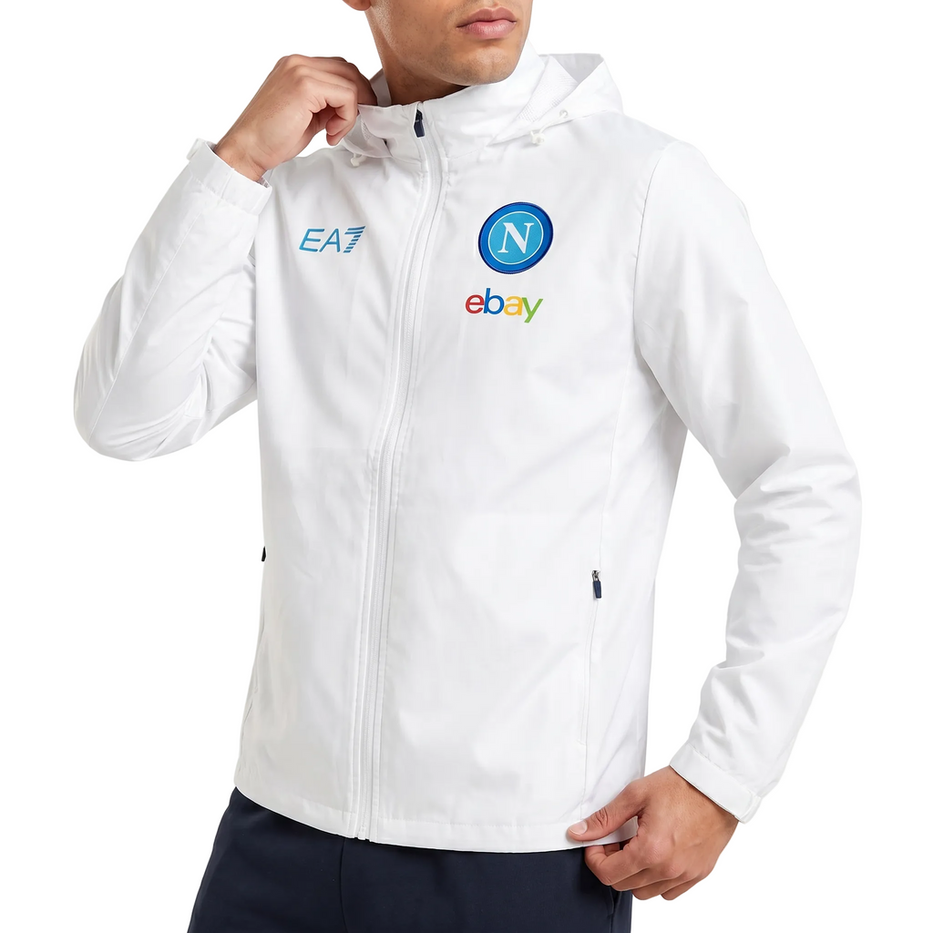 SSC Napoli white training technical rain jacket 2023/24 - EA7